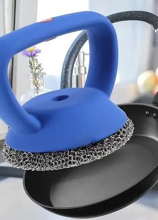 Щетка металлическая для мытья посуды, сковородок cleaning brush and-3 с ручкой