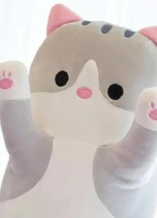 Мягкая игрушка кот длинний 50см подушка обнимашка серый