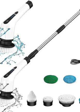 Электрическая щетка для уборки cleaning brush, набор 9 в 1, белая, товары для дома