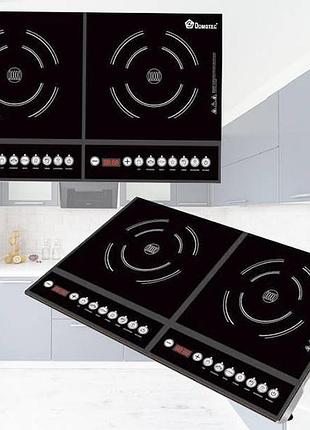 Плита індукційна domotec ms-5862 2кф., 4000вт портативна електро плита індукційна настільна плита