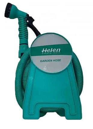 Шланг поливочный 15 м с катушкой и распылителем с 7 режимами helen garden tools растягивающийся шланг садовый