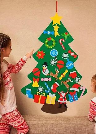Дитяча ялинка з іграшками з фетру на стіну 95 х 70см chrismas free