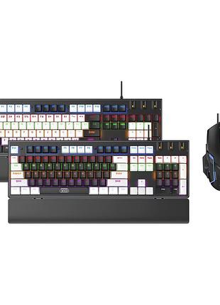 Клавиатура и мышь xo kb-06 mixed color luminous mechanical цвет белый микс