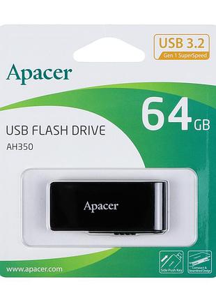 Usb флеш-накопичувач 3.2 apacer ah350 64gb колір чорний