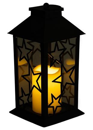 Ліхтар декоративний 14×14×30 (см) підвісний з led підсвічуванням чорний cr-3-2
