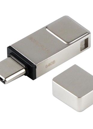Usb флэш-накопитель borofone bud6 64gb elegance mini usb3.0+type-c цвет черный