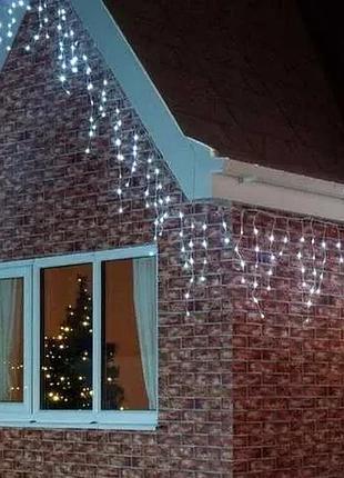 Холодный белый новогодняя праздничная гирлянда бахрома 120 led прозрачный провод 3х0.5 м