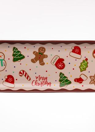 Блюдо сервировочное новогоднее для закусок merry christmas 34×14×2 (см) блюдо прямоугольное рождественское из фарфора cr-1-38