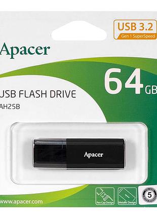Usb флеш-накопичувач 3.2 apacer ah25b 64gb колір чорний
