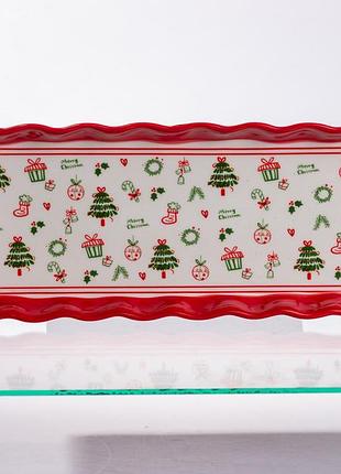 Блюдо сервировочное новогоднее для закусок merry christmas 36.5×13×3 (см) из фарфора cr-1-16