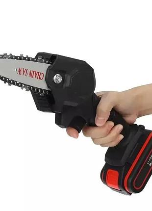 Акумуляторна ланцюгова міні-пилка сучкоріз для обрізання дерев mini electric chainsaw black 1 акб