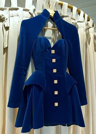 Жіноча повсякденна класична міні коротка сукня плаття з рукавами тканина щільний якісний дорогий оксамит туреччина