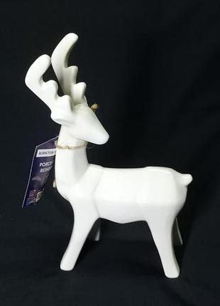 Декоративная белая фарфоровая статуэтка олень kirkton house