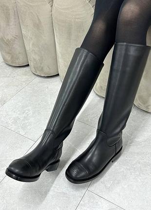 Шкіряні чоботи шанел люкс