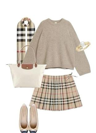 Юбка клёш, клетчатая мини, подкладка шортиками стиль burberry