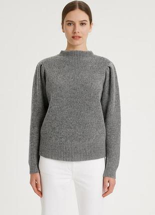 Стильний сірий шерстяний светр weekday сірий светр із альпаки мʼякий сірий светр з довгим рукавом та горловиною