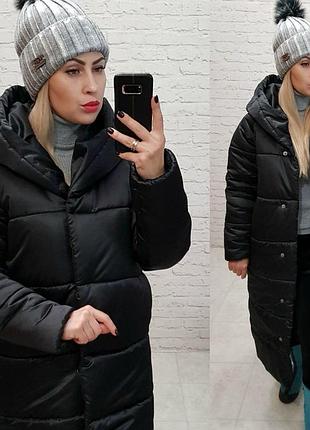 Пуховик зимовий, арт.а-521, колір чорний глянець