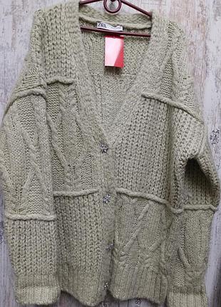 Кардиган крупной вязки зара