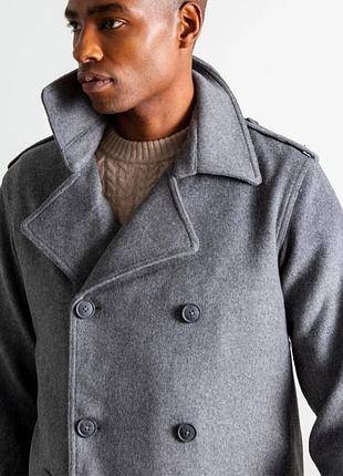 Сіре тепле напів пальто з вовни