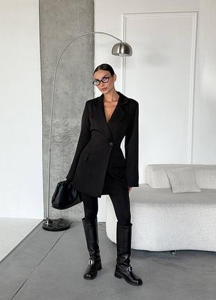 Жіноча чорна класична сукня-піджак на підкладці