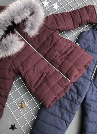 Зимовий комплекти з мембраною пропиткою водовідштовхуючий куртка та штани3 фото