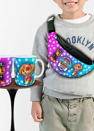 Подарунковий набір: сумка-бананка + кружка щенячий патруль "paw patrol" дитячий, для хлопчика (00242)