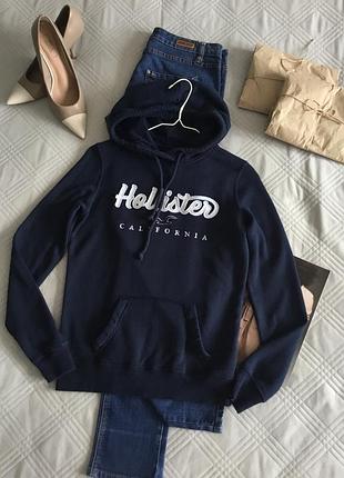 Стильный базовый хлопковый худи с капюшоном в размере xs в синем цвете