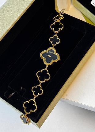 Часы наручные женские чёрные цветок клевер