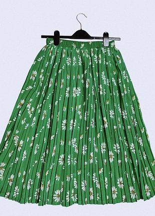 Жіноча спідниця вінтаж міді довга зелена женская юбка миди винтаж ретро next зелёная в цветы у квіти купить размер с м купити розмір s m