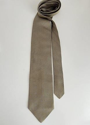 Чоловіча класична золота шовкова краватка з геометричним принтом
