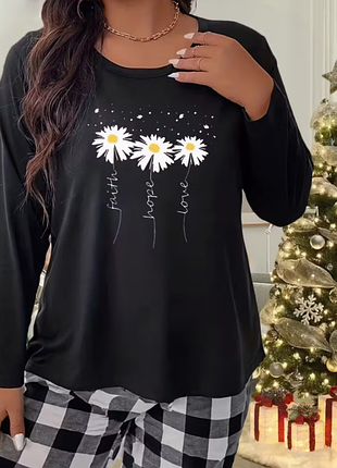 Футболка с длинным рукавом ромашки до 70р