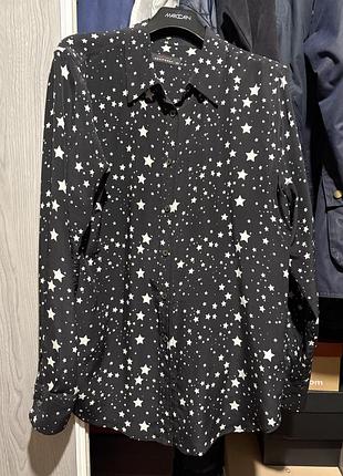 Блуза в зірках з натурального щільного шовку