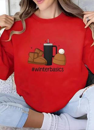 Жіноча повсякденна флісова класична тепла кофта світшот з принтом малюнком тканина двосторонній фліс полар