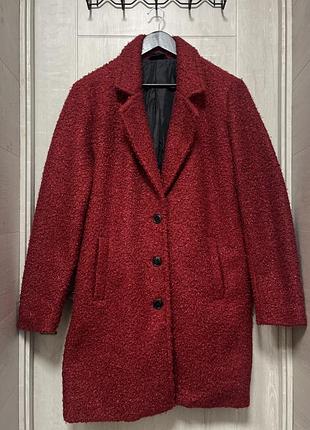 Пальто червоне тедді букле jean pascale