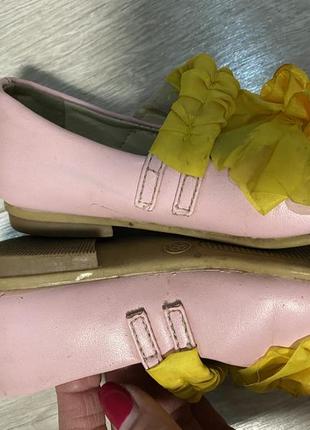 Розовые туфли с желтыми тканьёвыми розами 💛3 фото