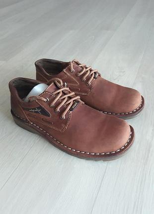 Туфлі черевики чоловічі з натуральної шкіри (нубук), коричневі, 43 р