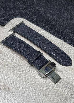 Ремінець зі шкіри ската класу люкс для годинника applewatch  42, 44, 45, 46, 49мм, ultra. зі шкіри крокодила, пітона, страуса, акли, игуана