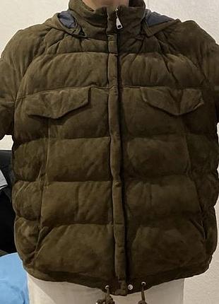 Кожаный замшевый пуховик freaky nation / шкіряний замшевий пуховик