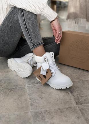 Женские ботинки timberland white (мех)9 фото