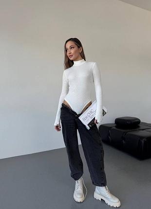 Жіночий базовий теплий білий боді - гольф | 5133