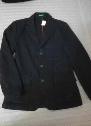 Чоловічий вовняний піджак, жакет benetton, р. 46
