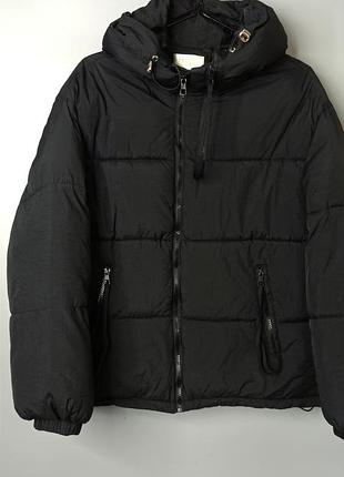 🪽 зимова жіноча куртка оверсайз коротка стьобана чорна з каптуром дутик нейлон синтепон