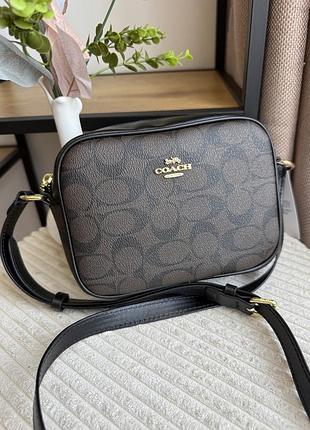 Сумка женская coach jamie camera bag in signature canvas gold/brown/black