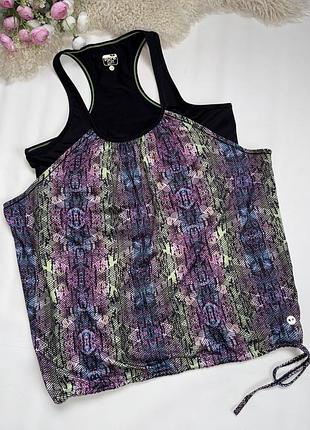 Комбінована подвійна спортивна майка для жінок