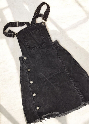 Сарафан комбінезон з юбкою карман тренд джинсовий комбінезон юбкою