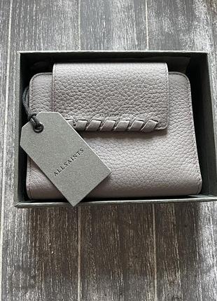 Allsaints серый кожаный кошелёк