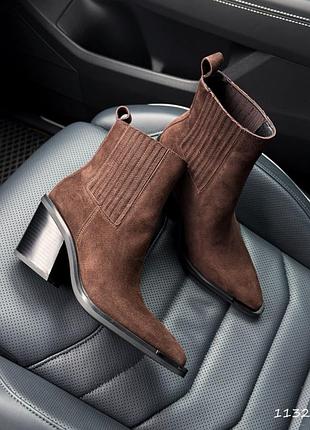 Ковбойки женские kozak шоколад, натуральная замша