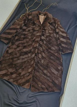 Винтажная норочная шуба натуральный мех большой размер