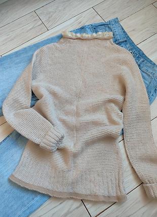 Итальянский свитер в составе которого шерсть мериноса и кашемир,р.с но тянется на м