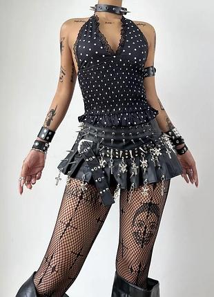 Топ в горошек с кружевом,майка в горох,с открытой спинкой на фотосессию